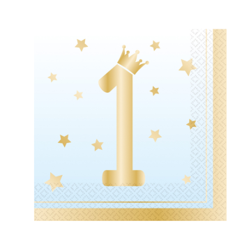 Servetten 1st Birthday Blauw (16st) 