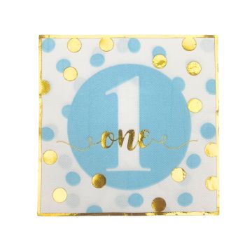 Servetten One Blauw/Goud (20st) 