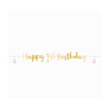 Slinger Happy 1st Birthday Roze/Goud