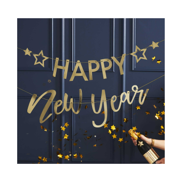 Slinger Happy New Year Goud Ginger Ray - 2 x 1,5 meter - 1 stuk