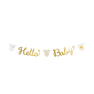 Letterslinger Hello Baby Goud/Wit (160cm) 