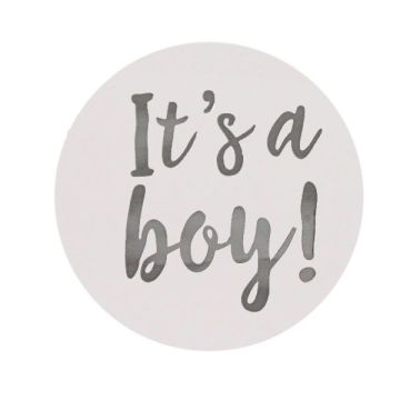 Stickers Rond It's a boy! Zilver (24st)