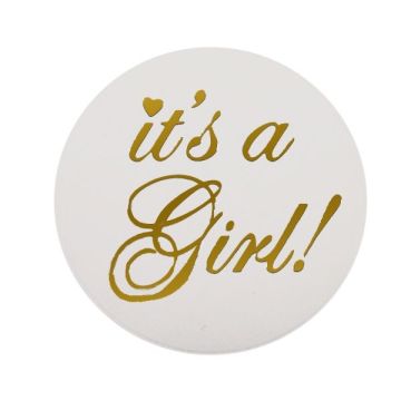 Stickers Rond It's a Girl! Goud (24 stuks)