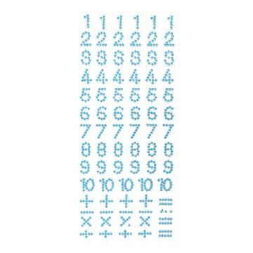 Strass Cijfers Blauw (84st)