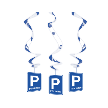Hangdecoratie Parkeerbord Pensioen (3st) 