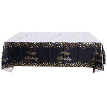 Tafelkleed Zwart Happy Birthday Sparkling 