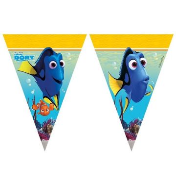 Afbeelding van een kleurrijke Finding Dory vlaggenlijn van 2,3 meter lang, ideaal voor kinderfeestjes en verjaardagen.