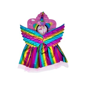 Vlinder Vleugels set met tutu Regenboog (3dlg) 