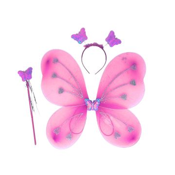 Vlinder Vleugels set Roze (3dlg) 