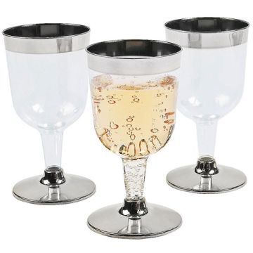 Wijnglazen Metallic Zilver (4st) 