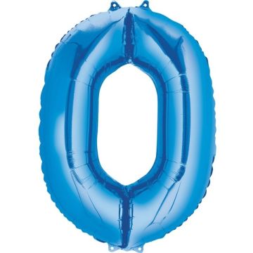 Folieballon Cijfer 0 Blauw XL