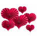 Deco Waaierset Hartjes Rood - 6 stuks
