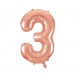 Folieballon Cijfer 3 Roségoud XL 