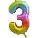 Folieballon Cijfer 3 Regenboog XL 
