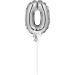 Mini Folieballon Caketopper Zilver Cijfer 0