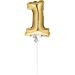 Mini Folieballon Caketopper Goud Cijfer 1