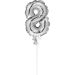 Mini Folieballon Caketopper Zilver Cijfer 8
