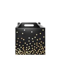 Cadeaudoos Dots Zwart/Goud -12x12cm - 3 stuks 