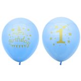 Ballonnen Happy Birthday 1 Blauw (10st) 
