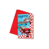 Set van 6 kleurrijke uitnodigingen geïnspireerd door de film Planes, ideaal voor kinderfeestjes met een avontuurlijk thema.