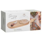 Serveerset Acacia Plank met stolp en mes