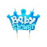 Kaars Babyshower Kroon Blauw