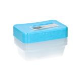Voedselbewaardoos Transparant Rechthoek + blauwe deksel 600ml (10st)