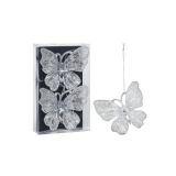 Hangdeco Vlinder Glitter Zilver (2st)