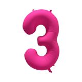 Folieballon Cijfer 3 Neon Roze