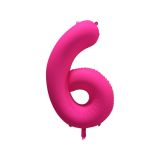 Folieballon Cijfer 6 Neon Roze