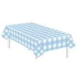 Plastic Geruit Tafelkleed - Blauw & Wit - 137x274cm