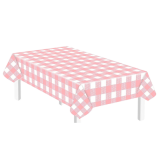 Plastic Tafelkleed Geruit - Roze & Wit - 137x274cm