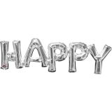 Folie Ballon 'HAPPY' Zilver