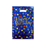 Uitdeelzakjes 'Happy Birthday' Metallic Blauw - 12 Stuks
