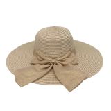 Zomerhoed met strik Dames Beige