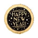 Folieballon Happy New Year! Goud & Zwart (43cm)