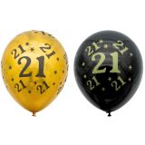 Ballonnen 21 Jaar Goud & Zwart (10st) 