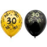 Ballonnen 30 Jaar Goud & Zwart (10st) 