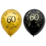 Ballonnen 60 Jaar Goud & Zwart (10st) 