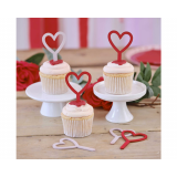 Houten Cupcake Toppers Heart Red & Pink Ginger Ray (6st) 