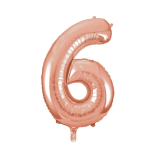 Folieballon Cijfer 6 Roségoud XL 