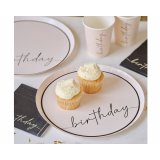 Borden Happy Birthday Nude & Zwart Ginger Ray (8st)