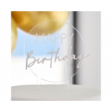 Taarttopper Happy Birthday Acryl Wit Ginger Ray