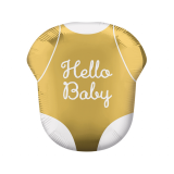 Folieballon Hello Baby Romper Goud
