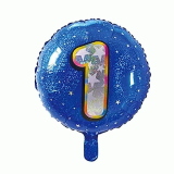 Folieballon Holografisch Cijfer 1 Blauw