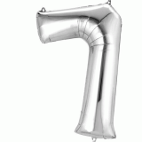 Folieballon 7 Zilver XL