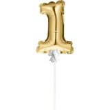 Mini Folieballon Caketopper Goud Cijfer 1