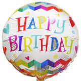 Folieballon Happy Birthday Chevron Heart