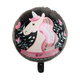 Folieballon Unicorn Happy Birthday Zwart