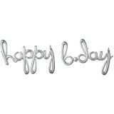Folieballon 'happy b'day' Zilver